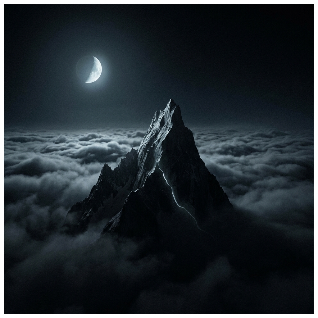 Mountain peak above clouds